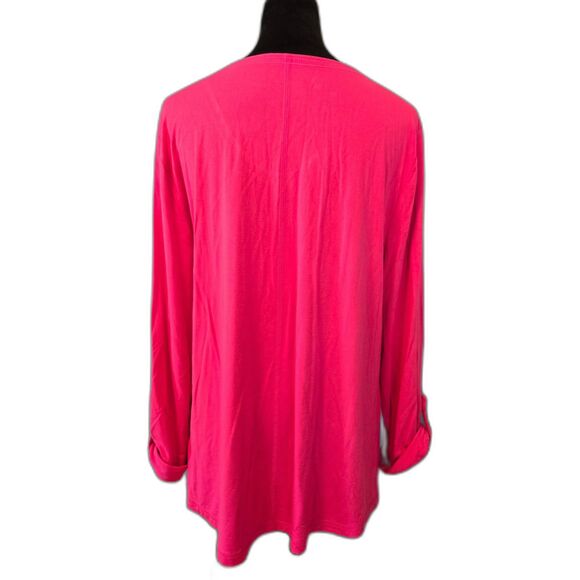 T by Talbots Women's Lightweight Scoop Neck Top Hot Pink Sz XL w/SPF Protection - Picture 2 of 6